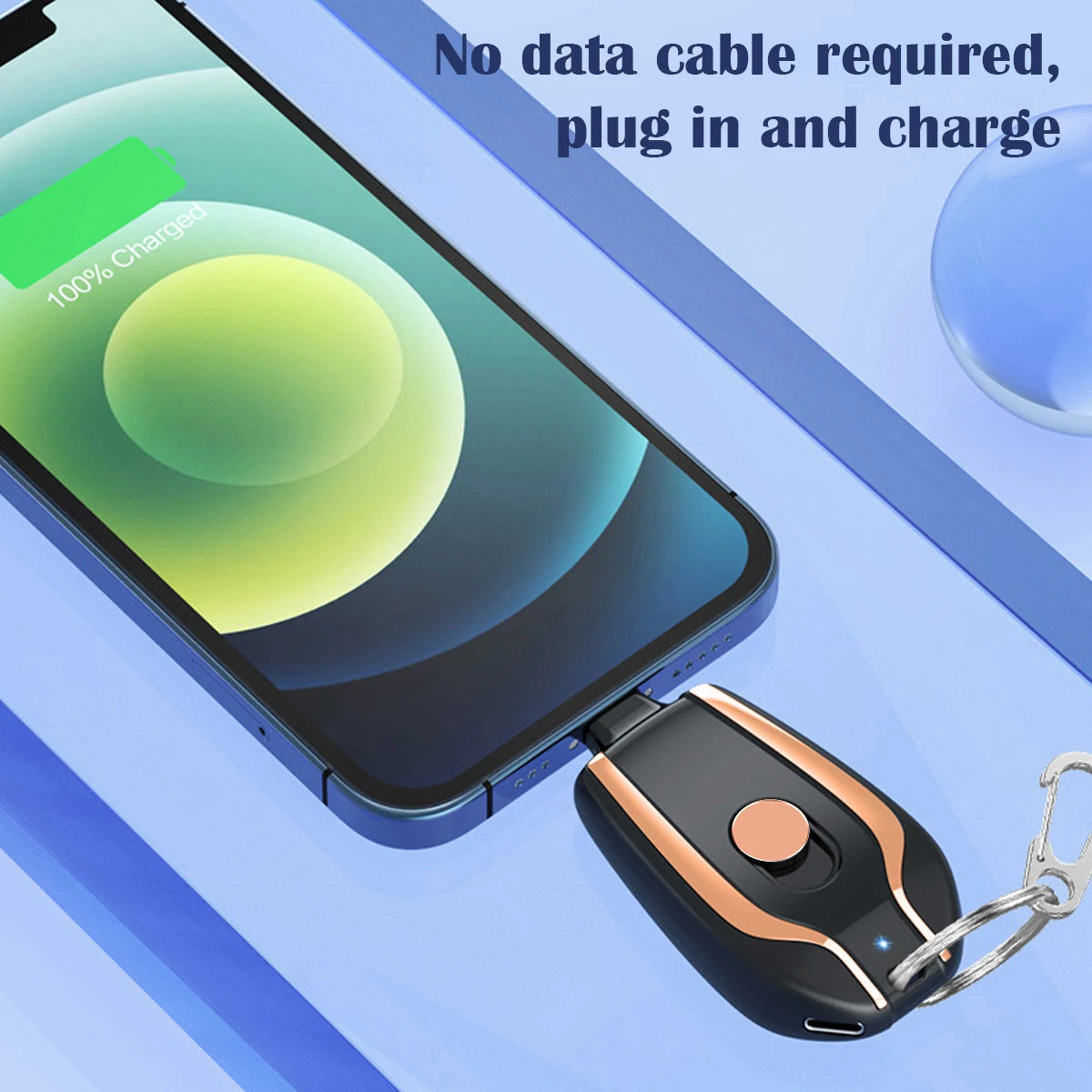 Keychain Portable Charger Compatible with Android | 1500mAh Durable Key Chain Phone Charger |Type-C Mini Power Emergency Charger - Glamour Touch