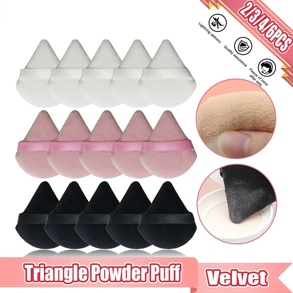 2/6 Pcs Soft Velvet Cosmetic Puff | Face Makeup Sponge | Foundation Puff Triangle | Powder Puff | Makeup Blender |Beauty Make Up Tools - Glamour Touch