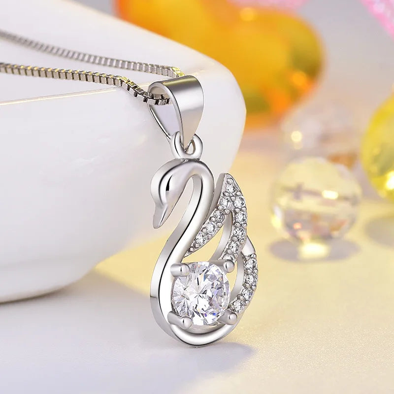 New 925 Sterling Silver Necklace Pendant AAA Zircon For Women Fashion Clavicle Chain Necklaces Wedding Party Jewelry Gift - Glamour Touch