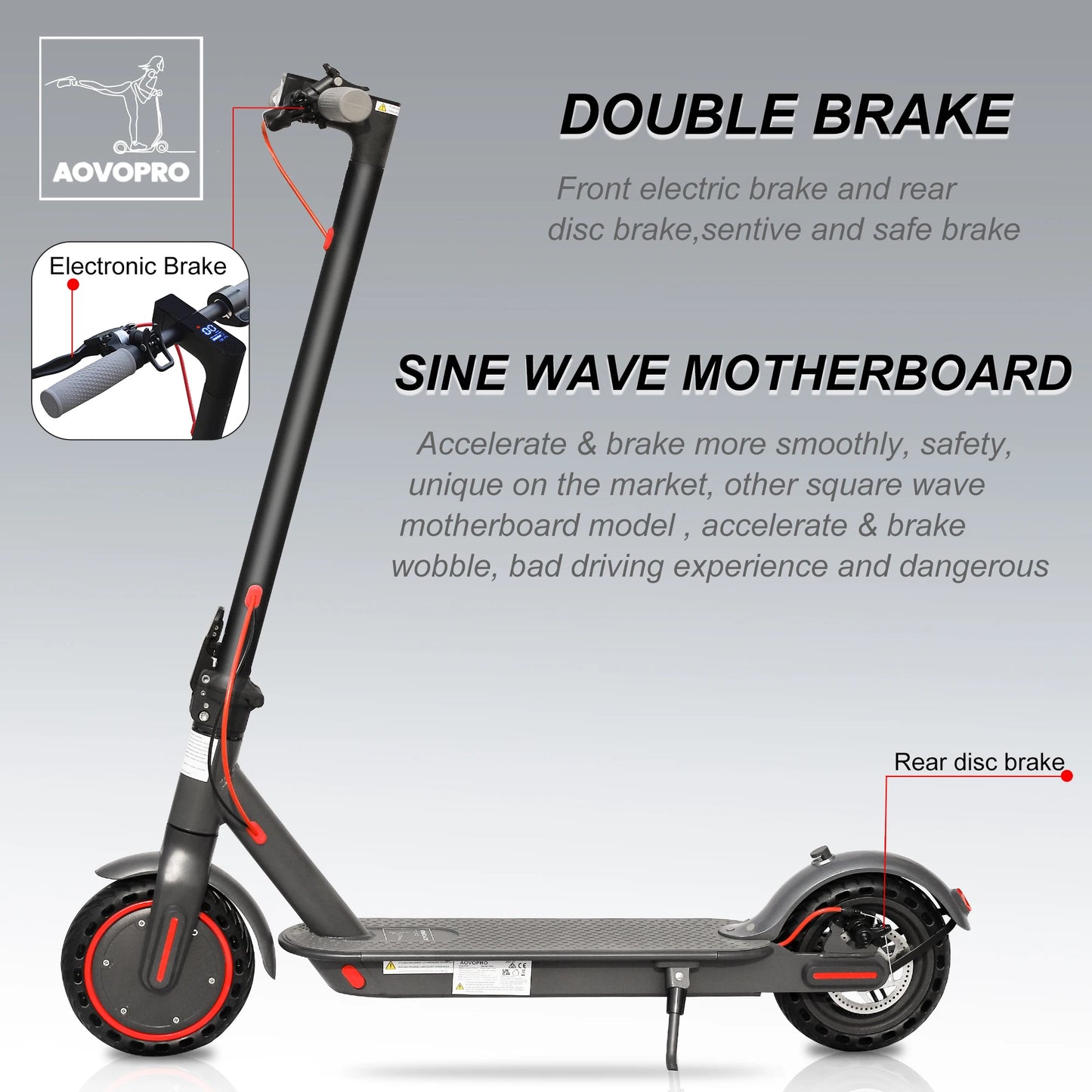 AOVOPRO 7.8-10.5AH Electric Scooter | 350W 31KM/H Foldable Electric Kick Scooter | 8.5 Inch APP Smart E-scooter for Adults - Glamour Touch