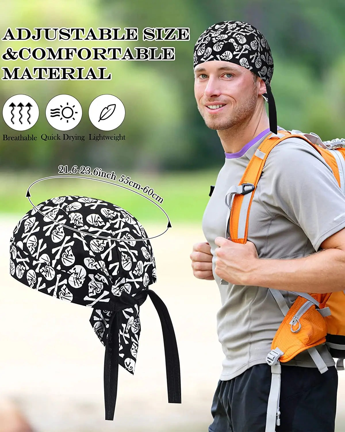 Cycling Skull Pirate Cap | Hat | Bandana | Head Wrap | Breathable Helmet Liner | Anti Sweat UV Sport Headband | Scarf for Men and Women - Glamour Touch