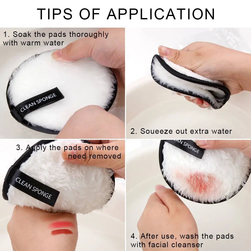 3 Pcs Reusable Washable Make Up Towel | Makeup Remover Pads | Cotton Wipes Microfiber Cosmetics | Face Cleansing Sponge | Skin Care Tools - Glamour Touch