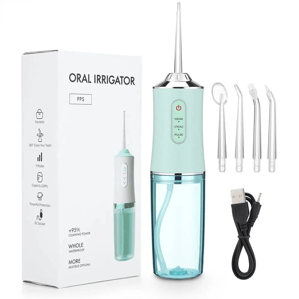 Oral Irrigator Portable Dental Water Flosser USB Rechargeable Water Jet Floss Tooth Pick 220ml