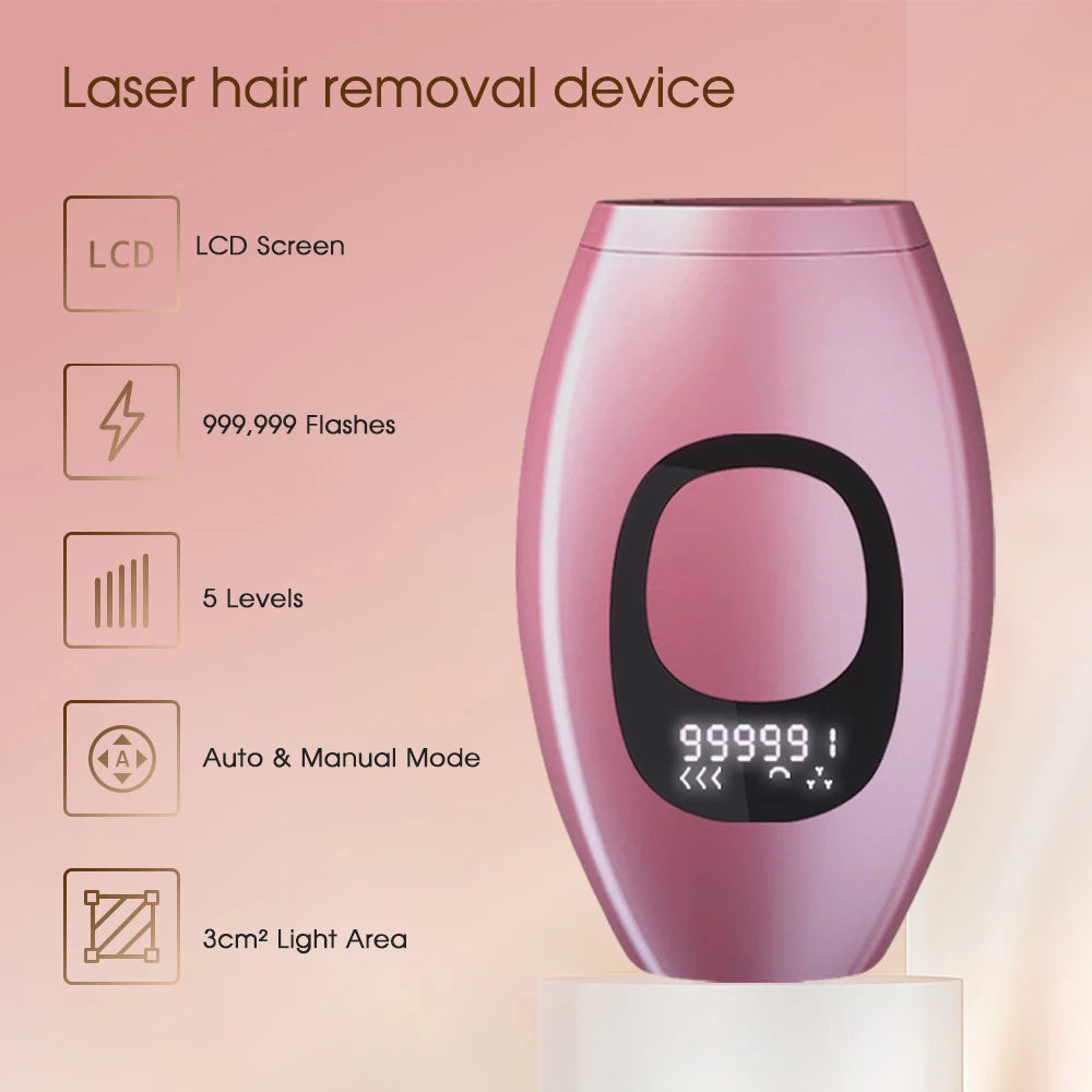 Painless Laser Hair Removal | Facial Professional Epilator Device LCD Display