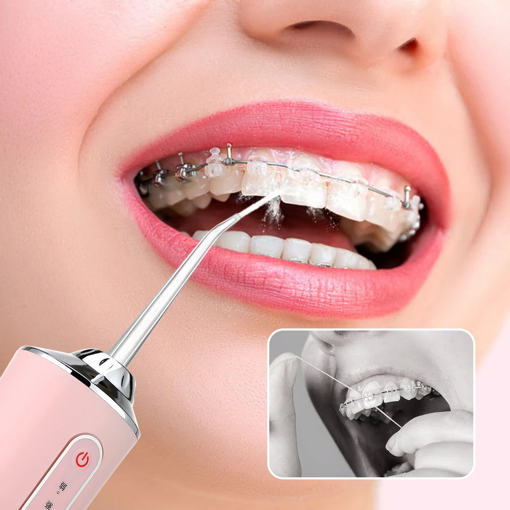 Oral Irrigator Portable Dental Water Flosser USB Rechargeable Water Jet Floss Tooth Pick 220ml