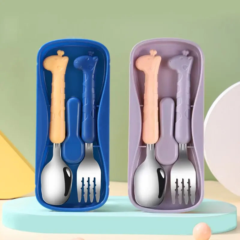 2 PCS Children's Tableware | 304 Food Grade Stainless Steel Knife And Fork | Baby Eating Training Utensils - Glamour Touch