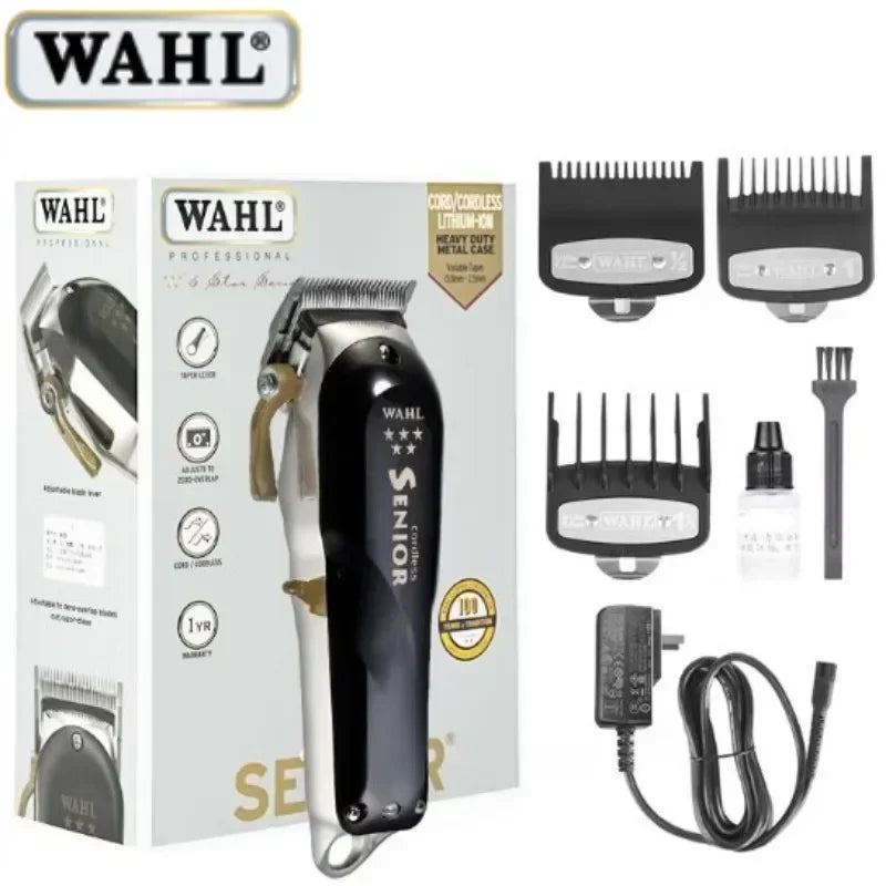 Original Wahl 8504 Professional 5-Star Metal Series Cordless Senior Clipper For Stylists and Barbers | Official Wahl 8504 - Glamour Touch