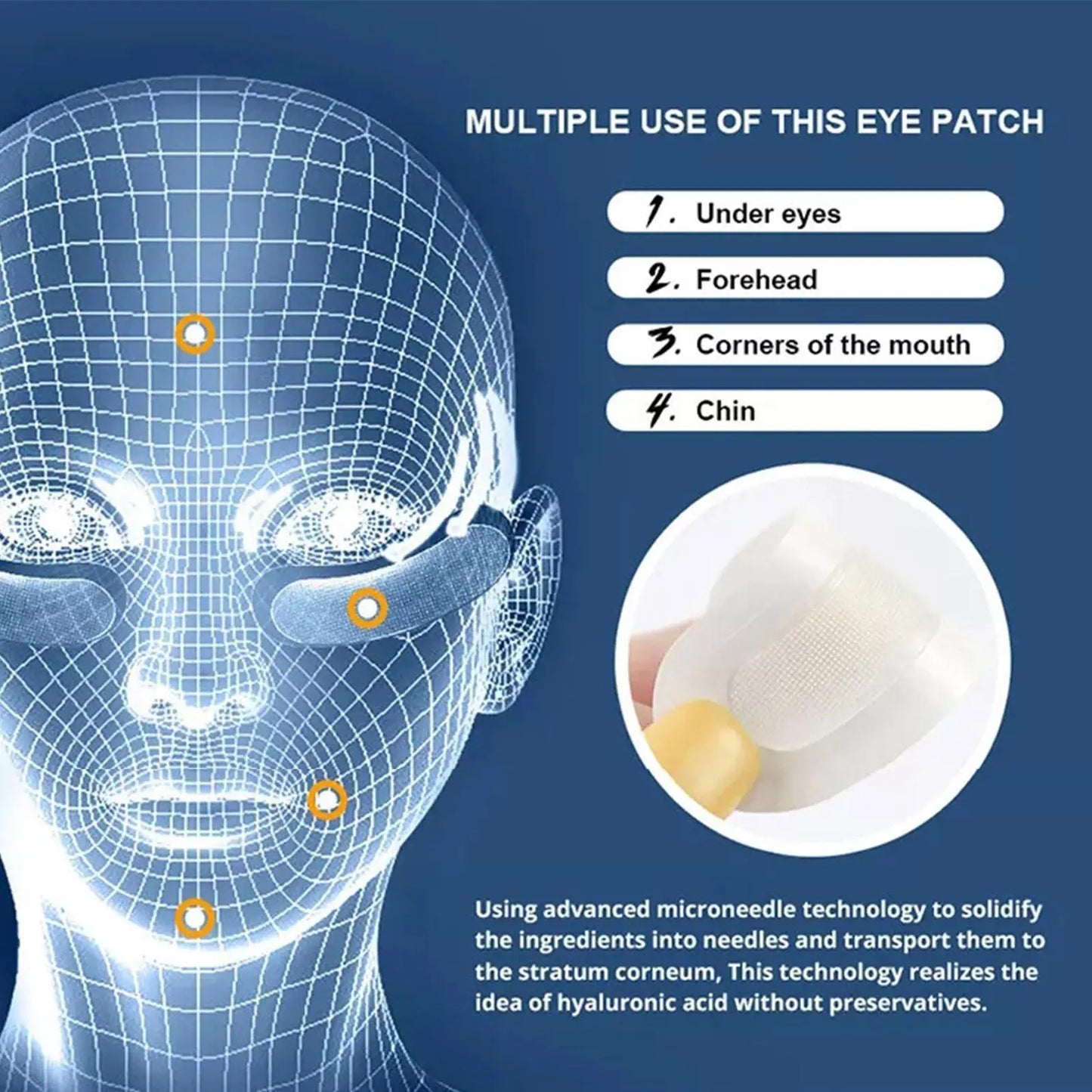 Hyaluronic Acids Microneedle Eye Patch Removal Hyaluronic Pads Skin Care Whitening Moisturizing Wrinkles Fine Lines Dark Circles - Glamour Touch