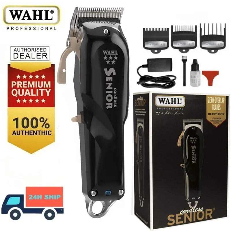 Original Wahl 8504 Professional 5-Star Metal Series Cordless Senior Clipper For Stylists and Barbers | Official Wahl 8504 - Glamour Touch