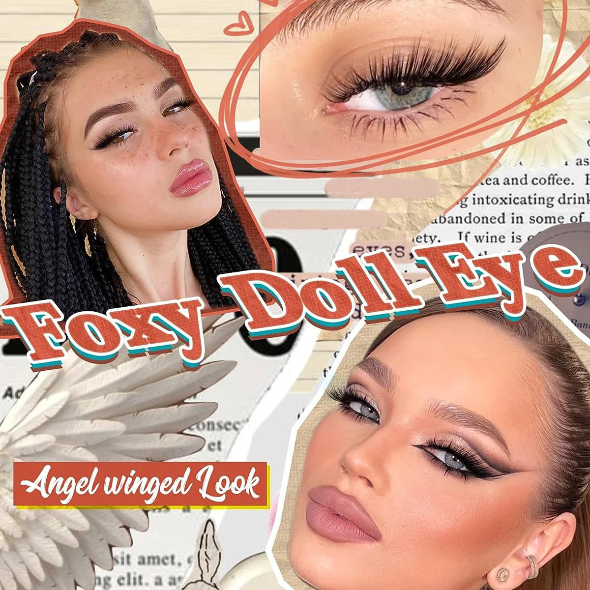 7 Pairs Fluffy False Eyealshes | Fox Cat Eye Lashes | Winged False Eyelashes With Eyeliner Effect | Natural Look | 6D Silk Lashes - Glamour Touch