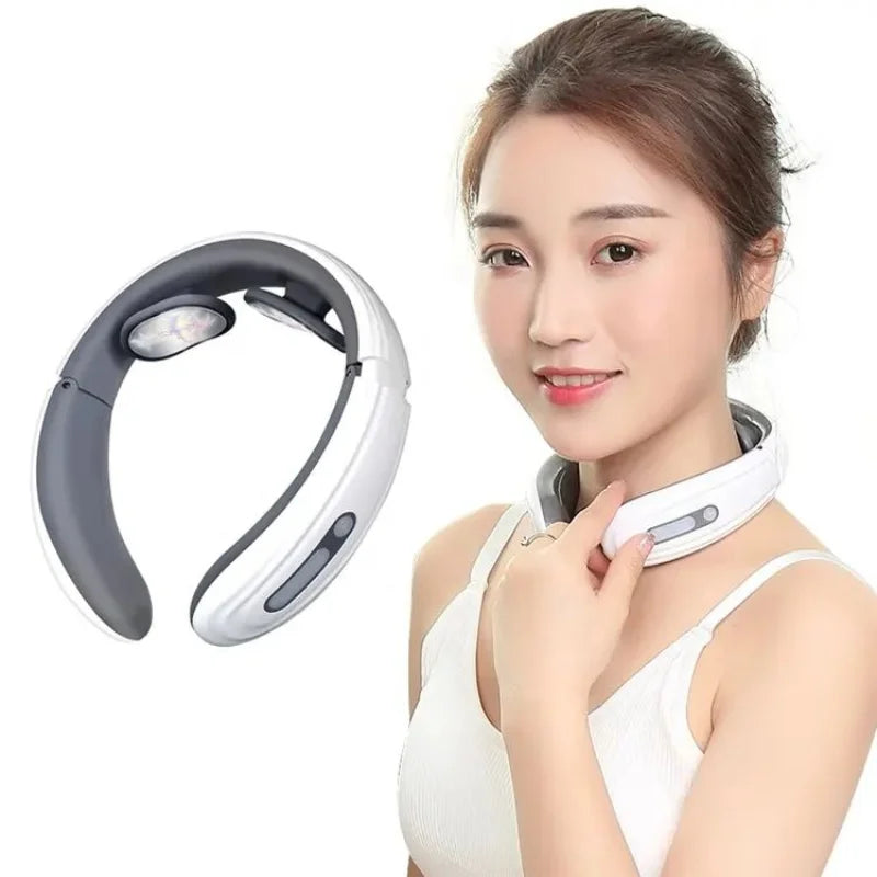 Electric Neck and Shoulder Pulse Massager 6 mode 9 levels Adjustable Heat Cervical Vertebra Relax Pain Relief Kneading Machine - Glamour Touch