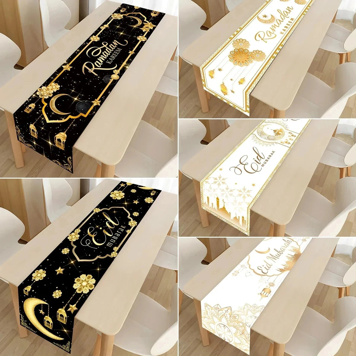 Eid Mubarak Tablecloth | Dinner Table Runner Aid | Islamic Muslim Party Supplies | Ramadan Kareem Ramadan Decoration For Home 2024 - Glamour Touch