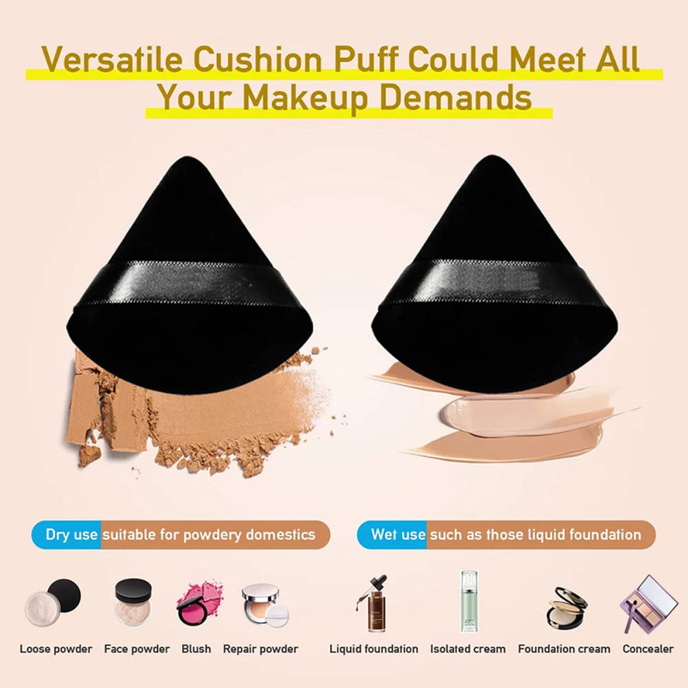 2/6 Pcs Soft Velvet Cosmetic Puff | Face Makeup Sponge | Foundation Puff Triangle | Powder Puff | Makeup Blender |Beauty Make Up Tools - Glamour Touch