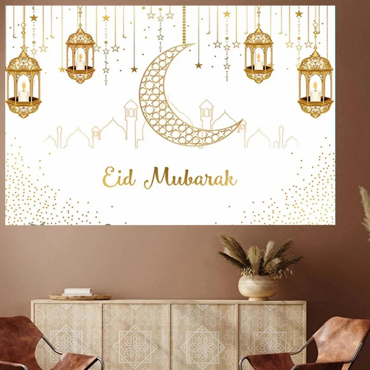 Eid Mubarak Background Backdrop | Ramadan Decoration For Home 2024 |Islam Muslim Party Supplies | Ramadan Kareem |Eid Al-fiter |Gift - Glamour Touch