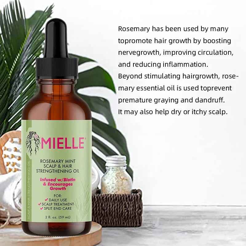 Rosemary Mint Scalp Hair Strengthening Oil Biotin Essential Oils Nourishing Treatment Split Ends Dry All Types - Glamour Touch