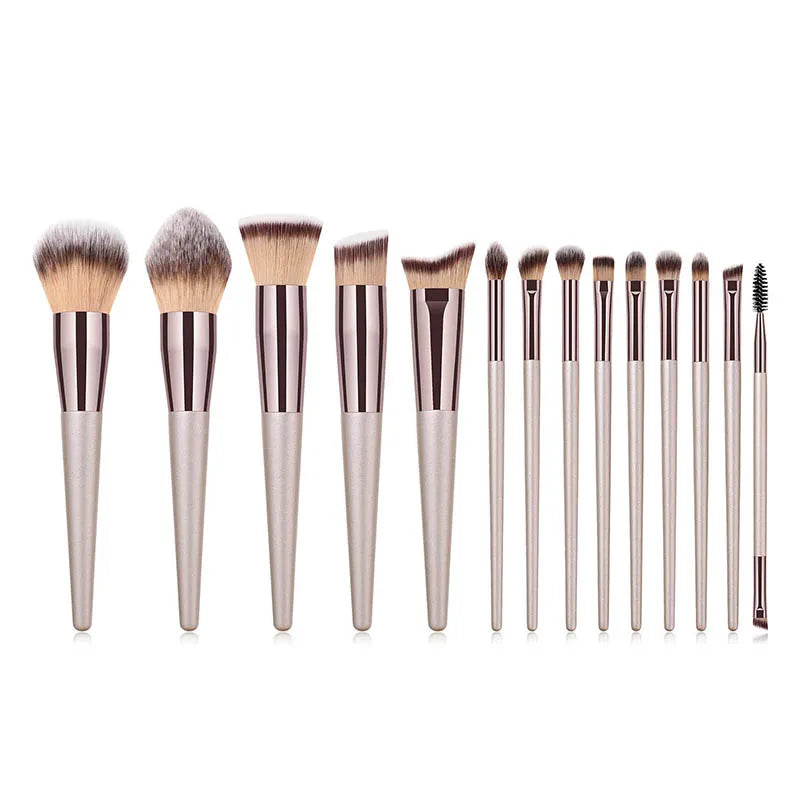 Hot Champagne Makeup Brushes Set for Women|  Cosmetic Foundation Powder Blush | Eyeshadow Kabuki Blending Make Up Brush | Beauty Tools - Glamour Touch