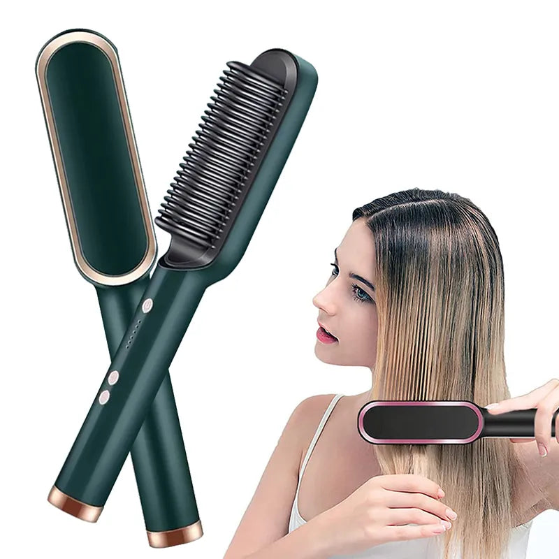 Home Use Professional Electric Flat Iron | LCD Display Fast Ceramic Multi-function Hair Straightening Brush - Glamour Touch