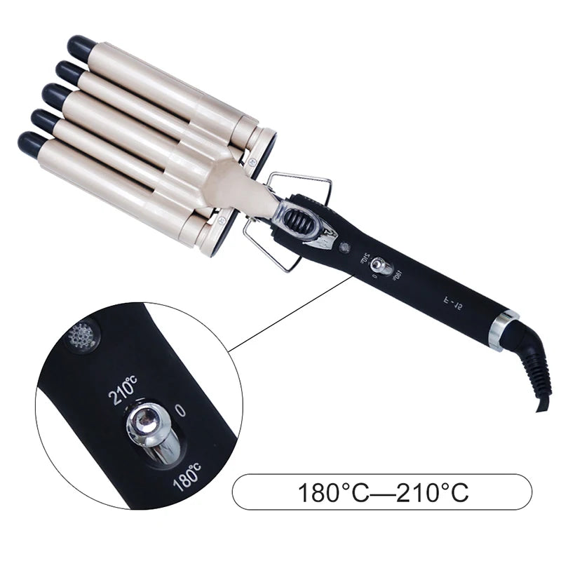 Professional Hairdressing non-straight hair five-tube curling rod splint big wave hair perm automatic hair curler