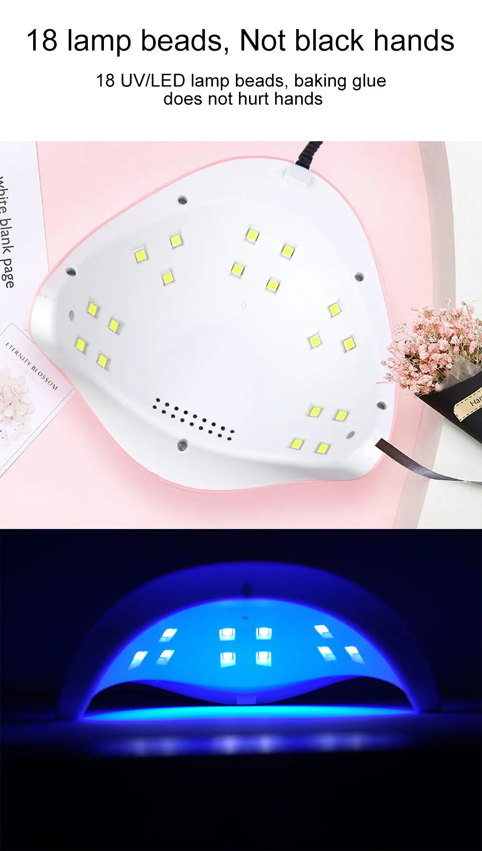 Nail Dryer Machine | Portable USB Cable Home Use Nail Lamp For Drying Curing Nails | Varnish with 18pcs Beads UV LED Lamp