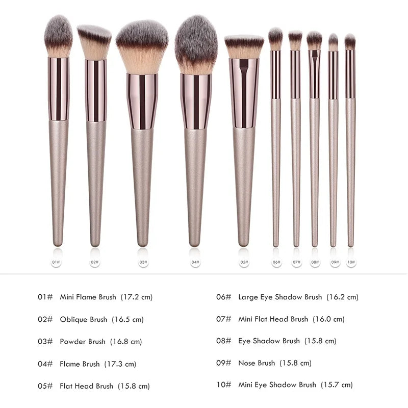 Hot Champagne Makeup Brushes Set for Women|  Cosmetic Foundation Powder Blush | Eyeshadow Kabuki Blending Make Up Brush | Beauty Tools - Glamour Touch