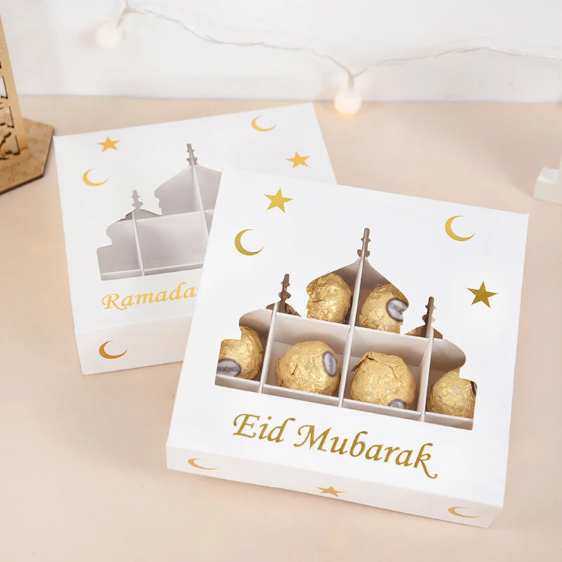 1-5 Pcs Eid Mubarak Gift Box | Candy Cake Chocolate Packaging Box |Ramadan Kareem Home Decoration 2024 | Islamic Muslim Party Supplies - Glamour Touch