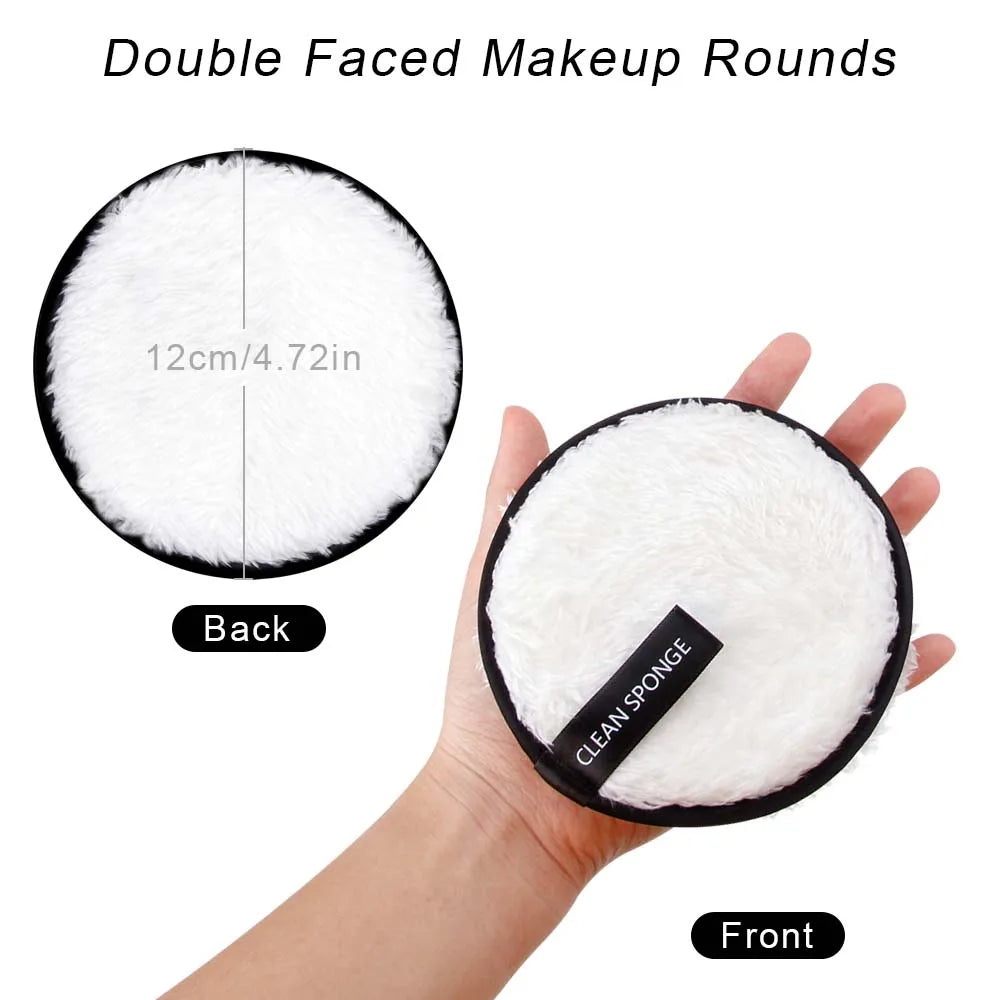 3 Pcs Reusable Washable Make Up Towel | Makeup Remover Pads | Cotton Wipes Microfiber Cosmetics | Face Cleansing Sponge | Skin Care Tools - Glamour Touch