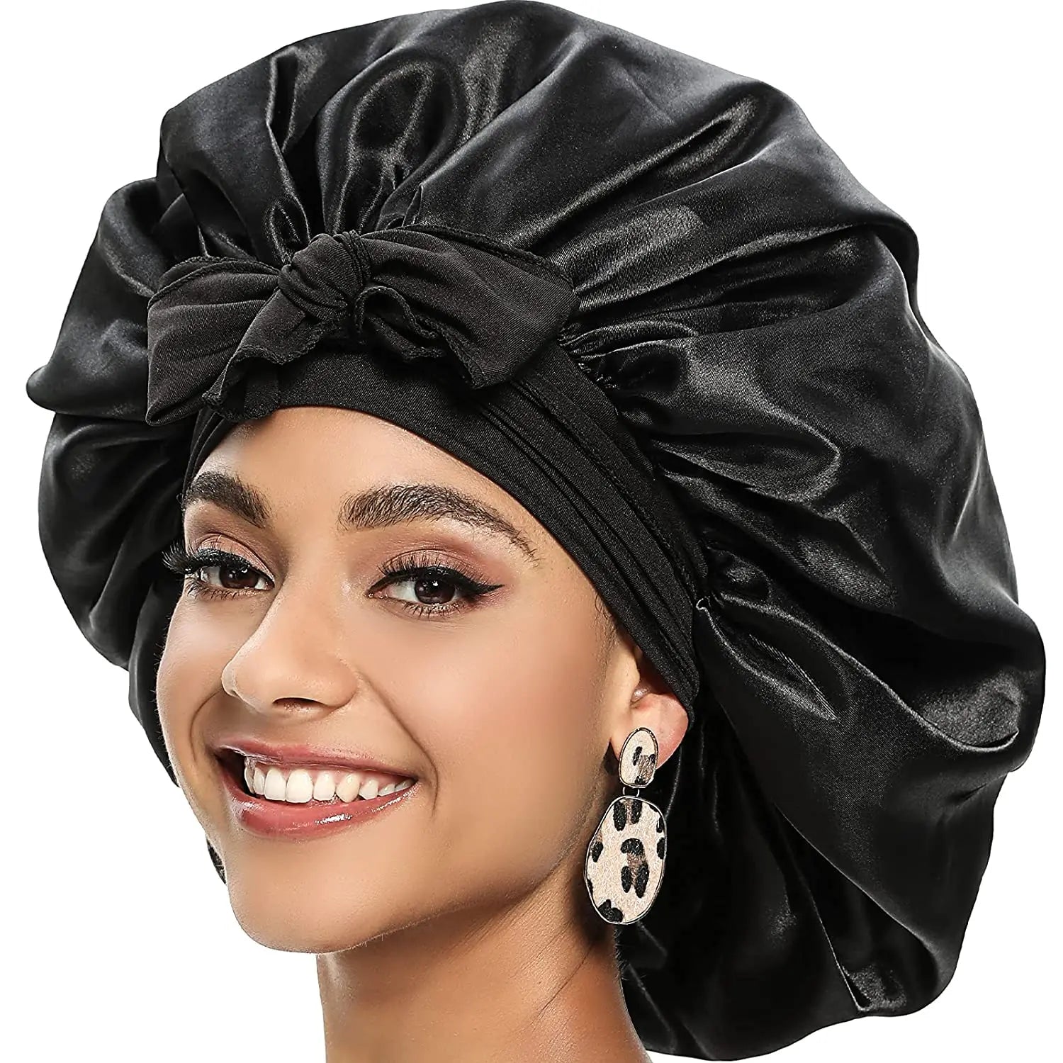 New Large Satin Bonnet | Silk Night Sleeping Cap | Long Satin Bonnet With Head Tie | Band Bonnet Edge Wrap For Women |Curly Braid Hair - Glamour Touch