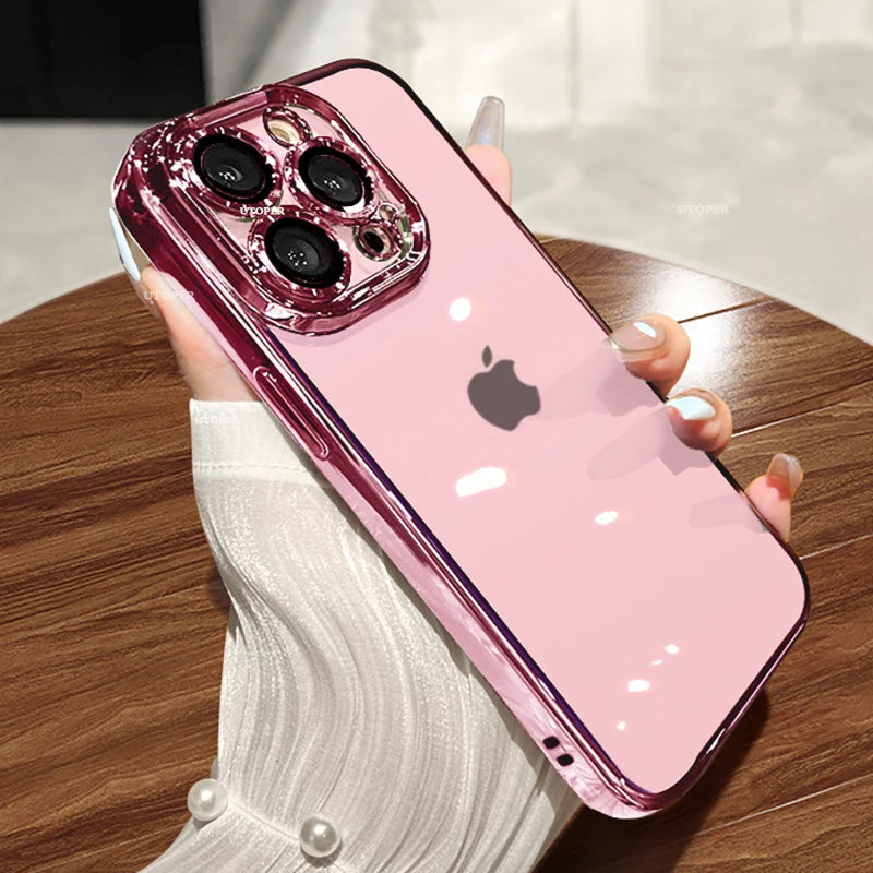 Luxury New High Quality Plating Clear Not Yellowing Case For iPhone 12 13  Pro Max Mini Plus |Shockproof Cover - Glamour Touch