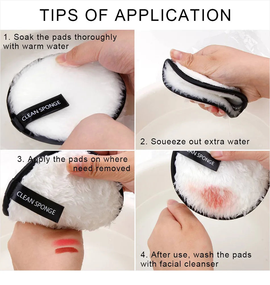 3 Pcs Reusable Washable Make Up Towel | Makeup Remover Pads | Cotton Wipes Microfiber Cosmetics | Face Cleansing Sponge | Skin Care Tools - Glamour Touch