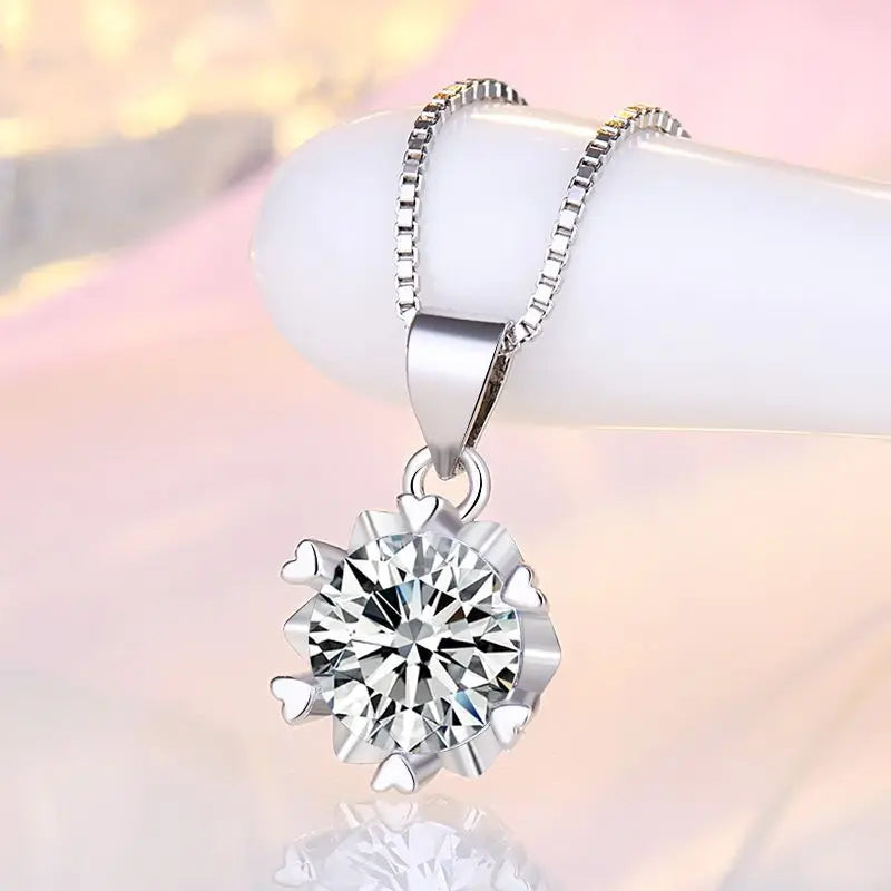 New 925 Sterling Silver Necklace Pendant AAA Zircon For Women Fashion Clavicle Chain Necklaces Wedding Party Jewelry Gift - Glamour Touch