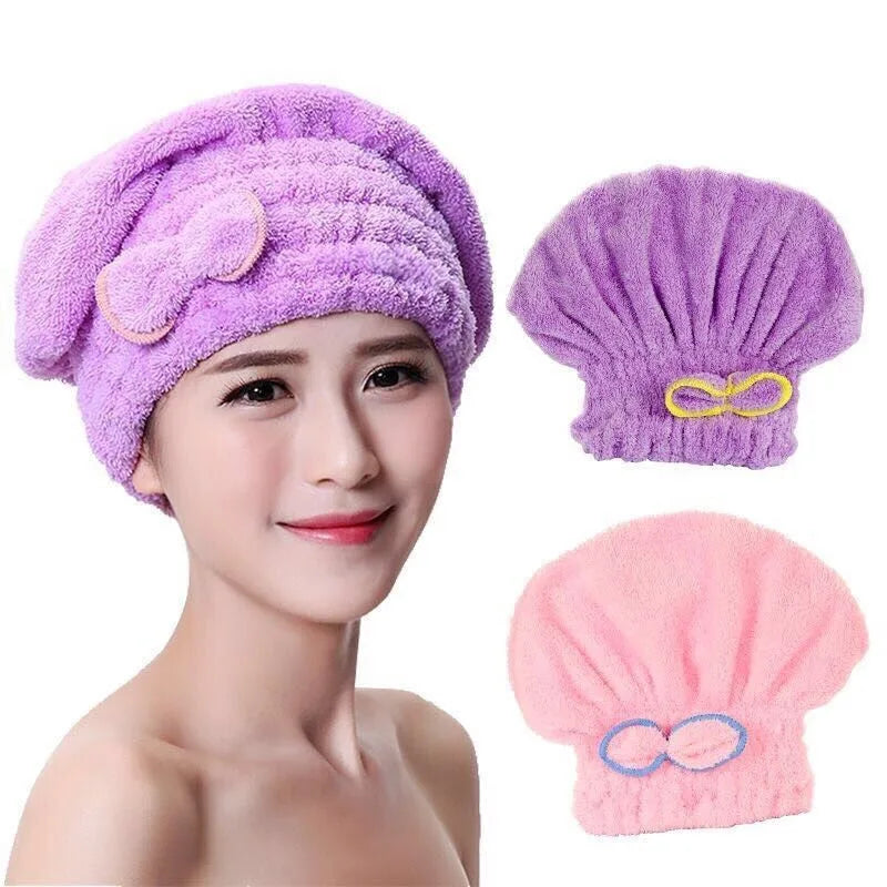 Microfiber Quick Hair Drying Bath Towel | Spa Bowknot Wrap | Towel Cap | Bathroom Accessories | Bonnets For Women | Designer Shower Cap - Glamour Touch