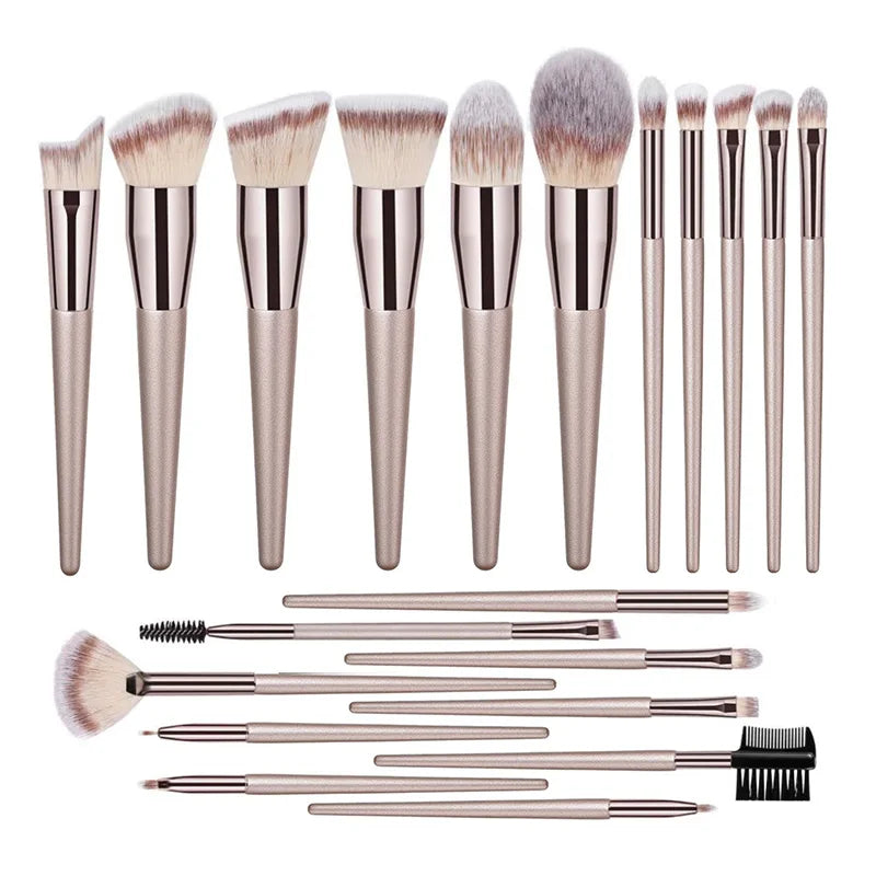 Hot Champagne Makeup Brushes Set for Women|  Cosmetic Foundation Powder Blush | Eyeshadow Kabuki Blending Make Up Brush | Beauty Tools - Glamour Touch