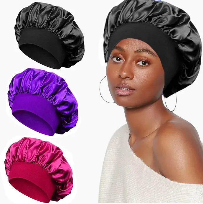 Large Satin Bonnet | Silk Bonnet Hair Wrap for Sleep | Sleep Cap With Elastic Soft Band | Big Bonnets for Women | Hair Care Caps - Glamour Touch