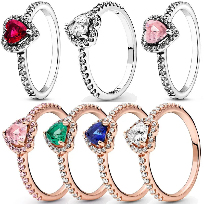 Elevated Red Heart With Colourful Crystal Rings For Women | Valentine's / Birthday Gift - Glamour Touch