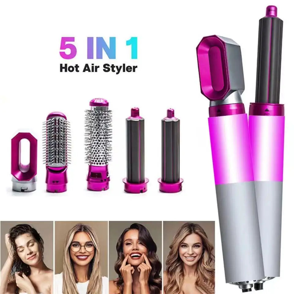 Professional Curling Iron | 5 in 1 Hair Dryer Hot Comb Set | Hair Straightener Styling Tool | Dyson Style Airwrap | Hair Dryer Household