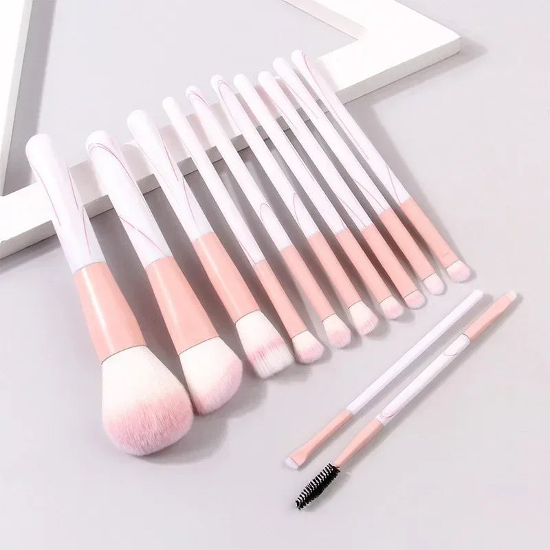 Soft Hair 12 Clear Sky Makeup Brush Set | Full Point Brush | Loose Blush | Powder Concealer Brush | Eyeliner Brush | Makeup Tools - Glamour Touch