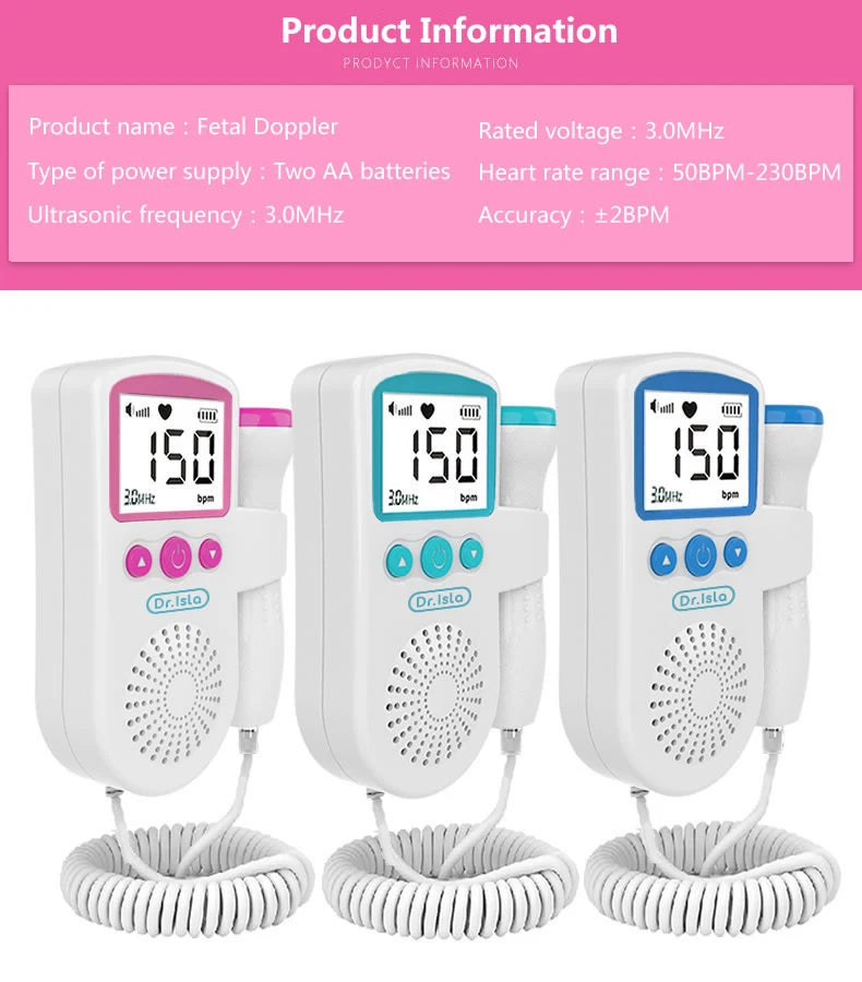 Ultrasound Doppler | Fetal Portable Baby Monitor | Pregnant Women Heart Rate Monitor |No Radiation |Sonar for Home - Glamour Touch