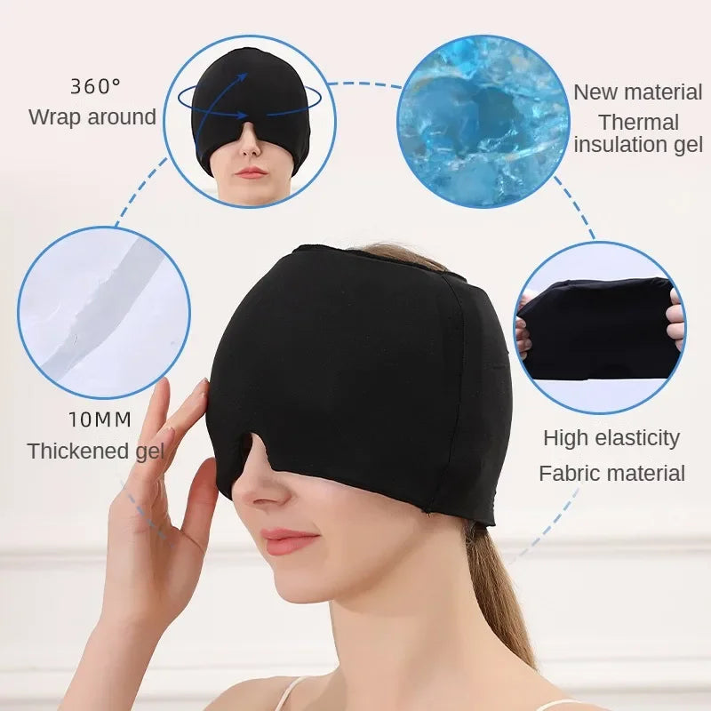 Migraine Relief Hat | headache hat |Hot Cold Therapy | Ice Cap For Pain Relieve | Ice Hat | Head Wrap Massage |Sleep Tool - Glamour Touch