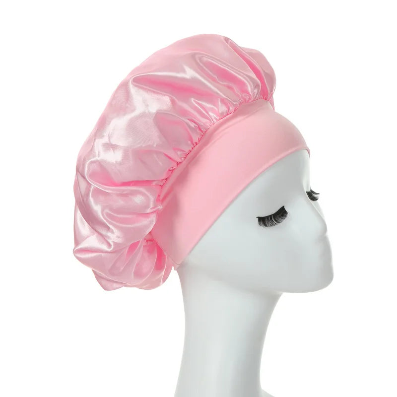 Silky Satin Lined Bonnet | Sleep Cap Stay On All Night Hair Wrap Cover | Slouchy Beanie For Curly Hair Protection For Women And Men - Glamour Touch