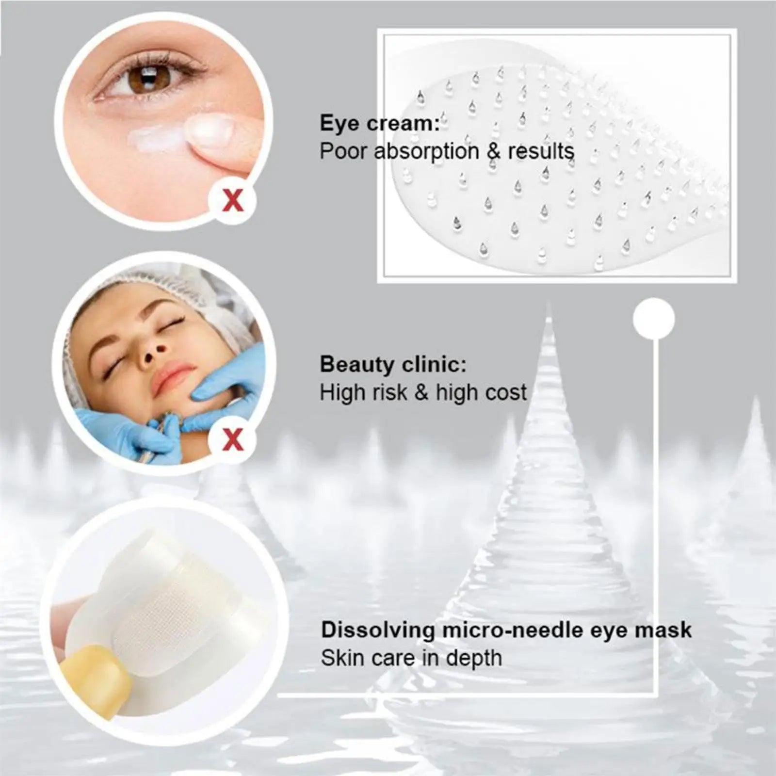 Hyaluronic Acids Microneedle Eye Patch Removal Hyaluronic Pads Skin Care Whitening Moisturizing Wrinkles Fine Lines Dark Circles - Glamour Touch