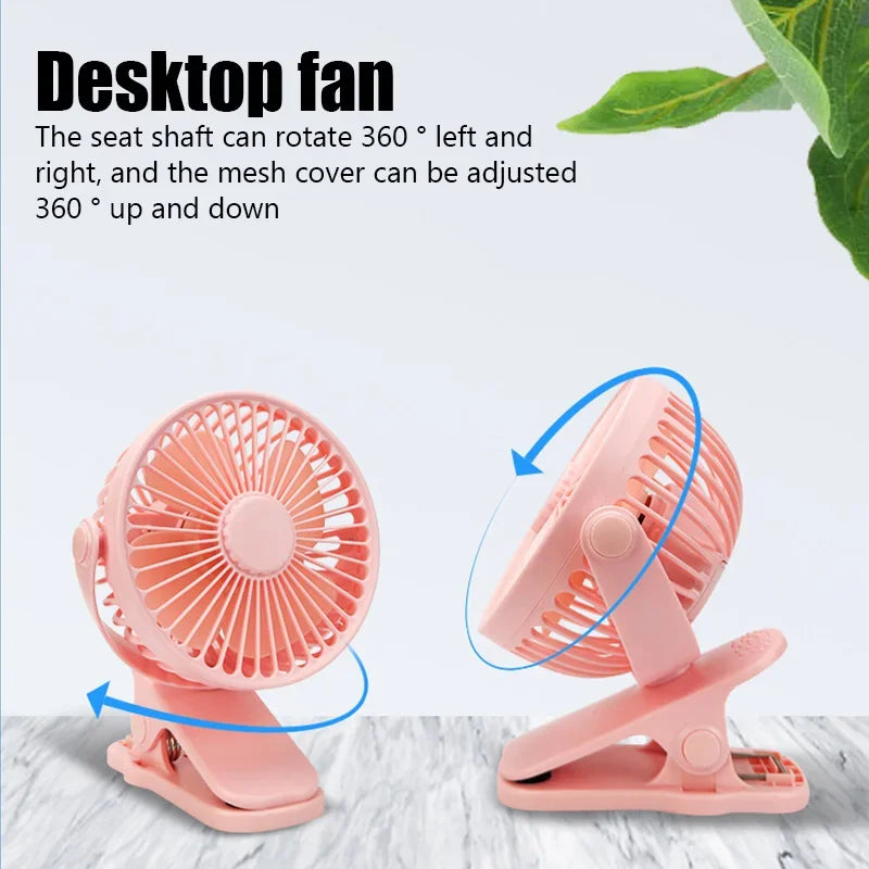 Baby Stroller Clip Fan | Portable Mini Hand Clip Fan USB Charging Quiet Desktop Electric Fan High Quality - Glamour Touch