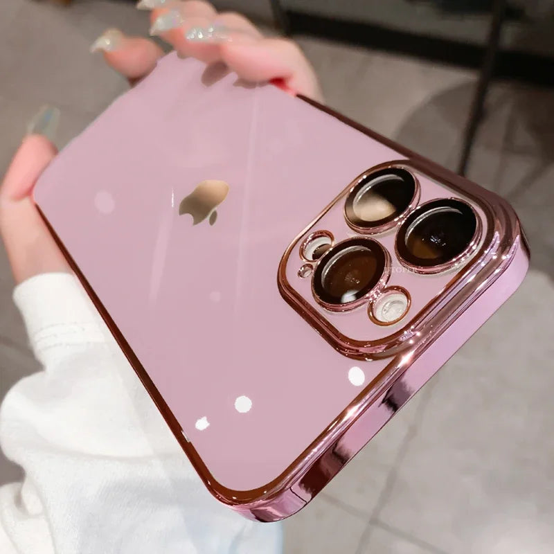 Luxury New High Quality Plating Clear Not Yellowing Case For iPhone 15 14 Pro Max Mini  Plus |Shockproof Cover - Glamour Touch