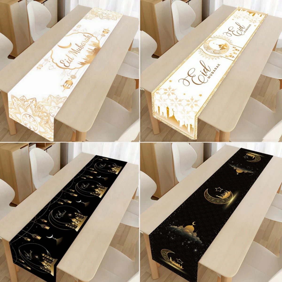 Eid Mubarak Tablecloth | Dinner Table Runner Aid | Islamic Muslim Party Supplies | Ramadan Kareem Ramadan Decoration For Home 2024