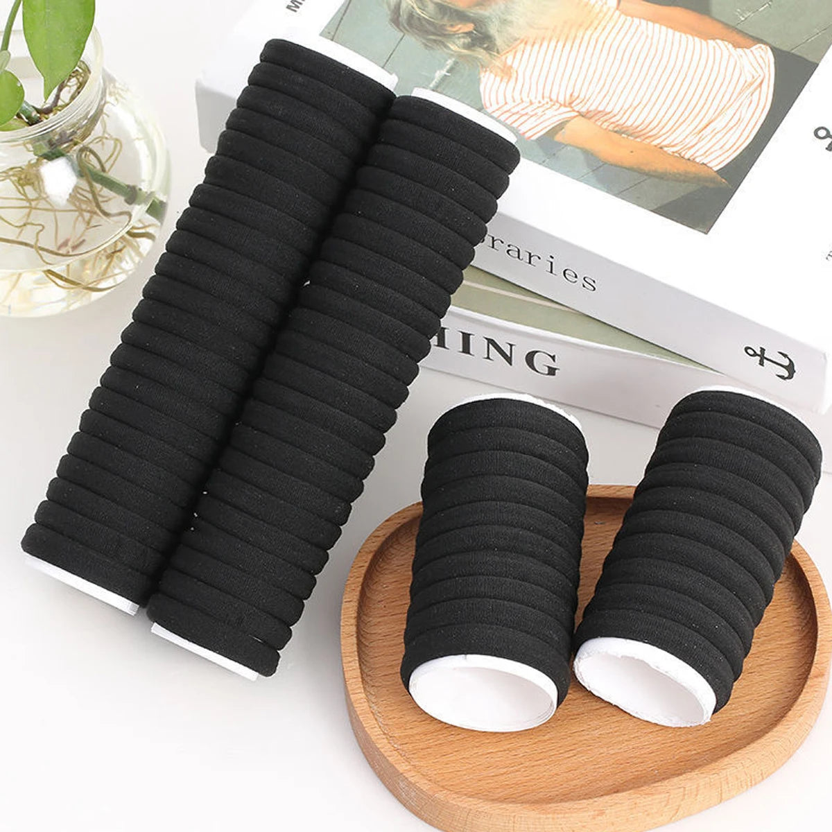 50/100pcs Black Hair Bands for Women | Girls Hairband High Elastic Rubber Band | Hair Ties Ponytail Holder Scrunchies Accessories