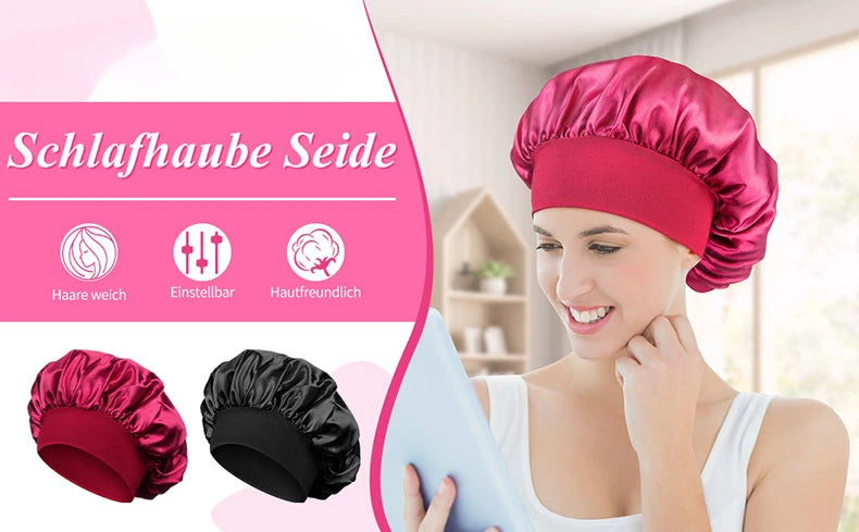 Large Satin Bonnet | Silk Bonnet Hair Wrap for Sleep | Sleep Cap With Elastic Soft Band | Big Bonnets for Women | Hair Care Caps - Glamour Touch