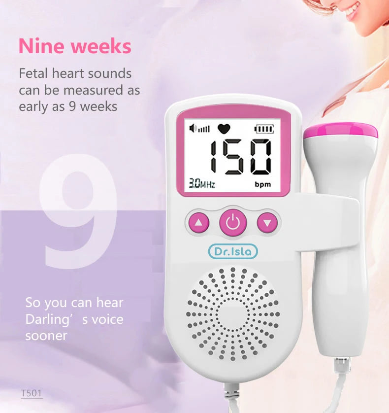 Ultrasound Doppler | Fetal Portable Baby Monitor | Pregnant Women Heart Rate Monitor |No Radiation |Sonar for Home - Glamour Touch