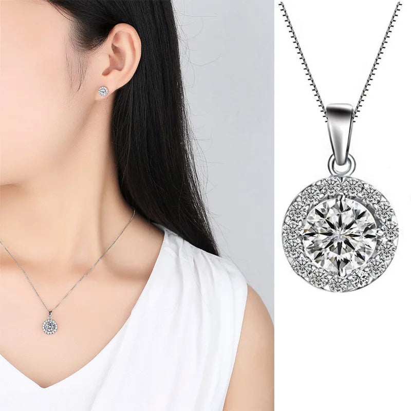 New 925 Sterling Silver Necklace Pendant AAA Zircon For Women Fashion Clavicle Chain Necklaces Wedding Party Jewelry Gift - Glamour Touch