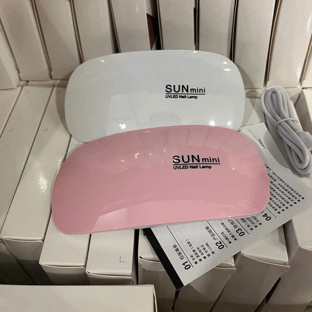 6W Mini Pink White Nail Dryer Machine | Portable LED UV Manicure Lamp For Drying Polish Varnish Cured Manicure with USB Cable