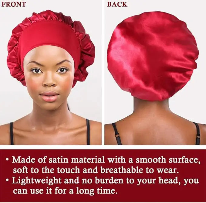 Large Satin Bonnet | Silk Bonnet Hair Wrap for Sleep | Sleep Cap With Elastic Soft Band | Big Bonnets for Women | Hair Care Caps - Glamour Touch