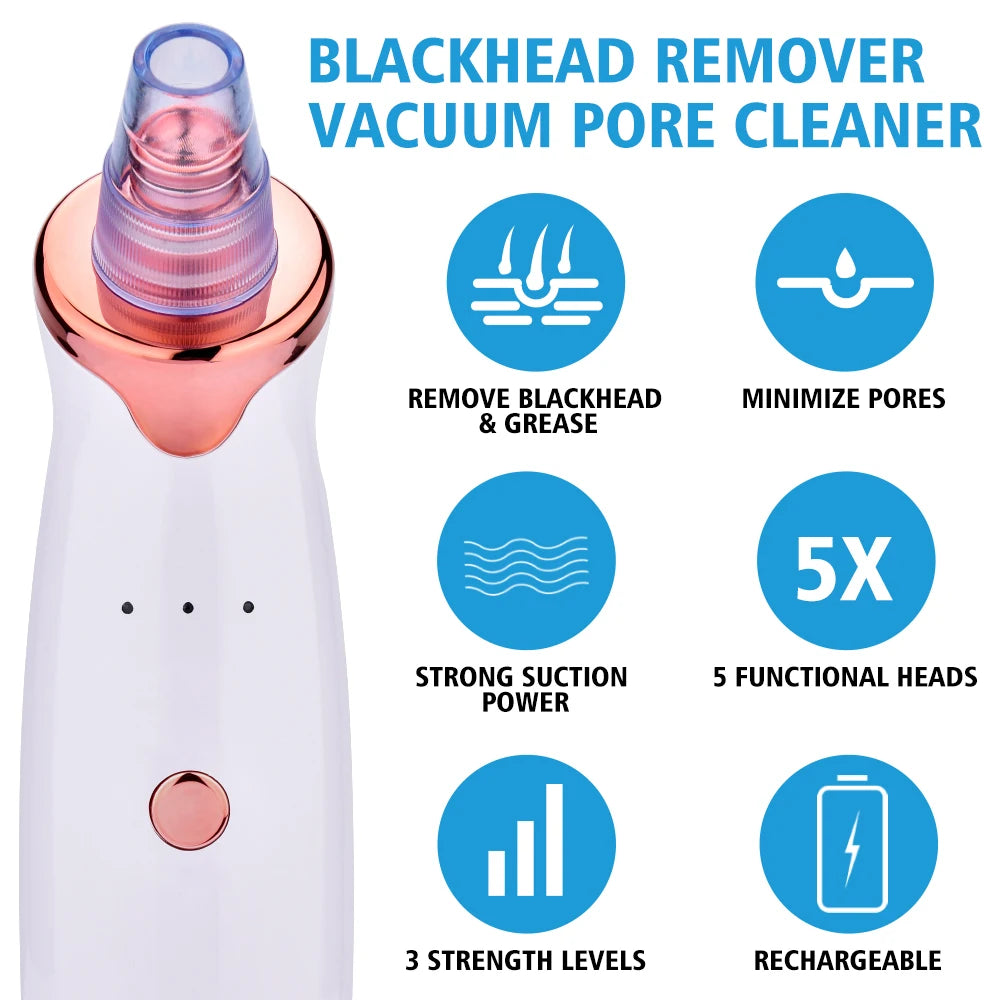 Facial Blackhead Remover | Electric Acne Cleaner | Blackhead Black Point Vacuum Cleaner Tool | Black Spots Pore Cleaner Machine - Glamour Touch